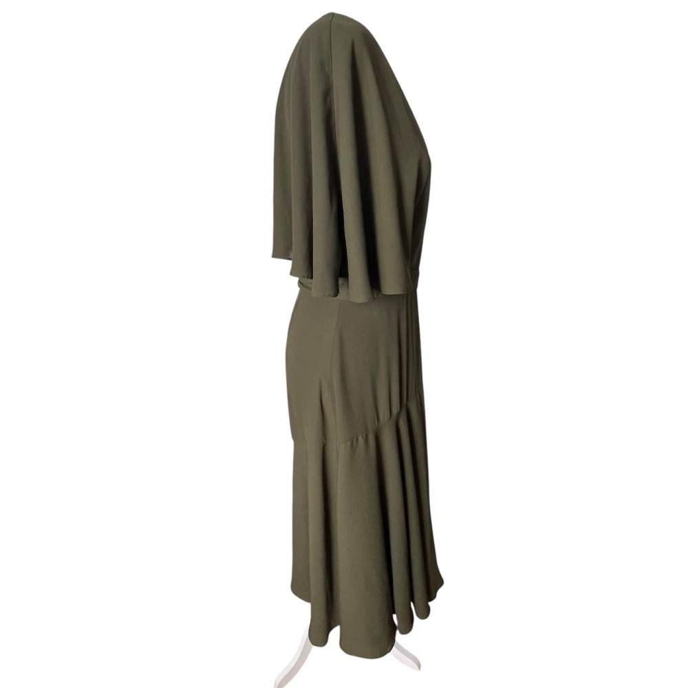 Fame and Partners Green Midi V-Neckline Wrap Dress in Size 8 - Picture 4 of 13